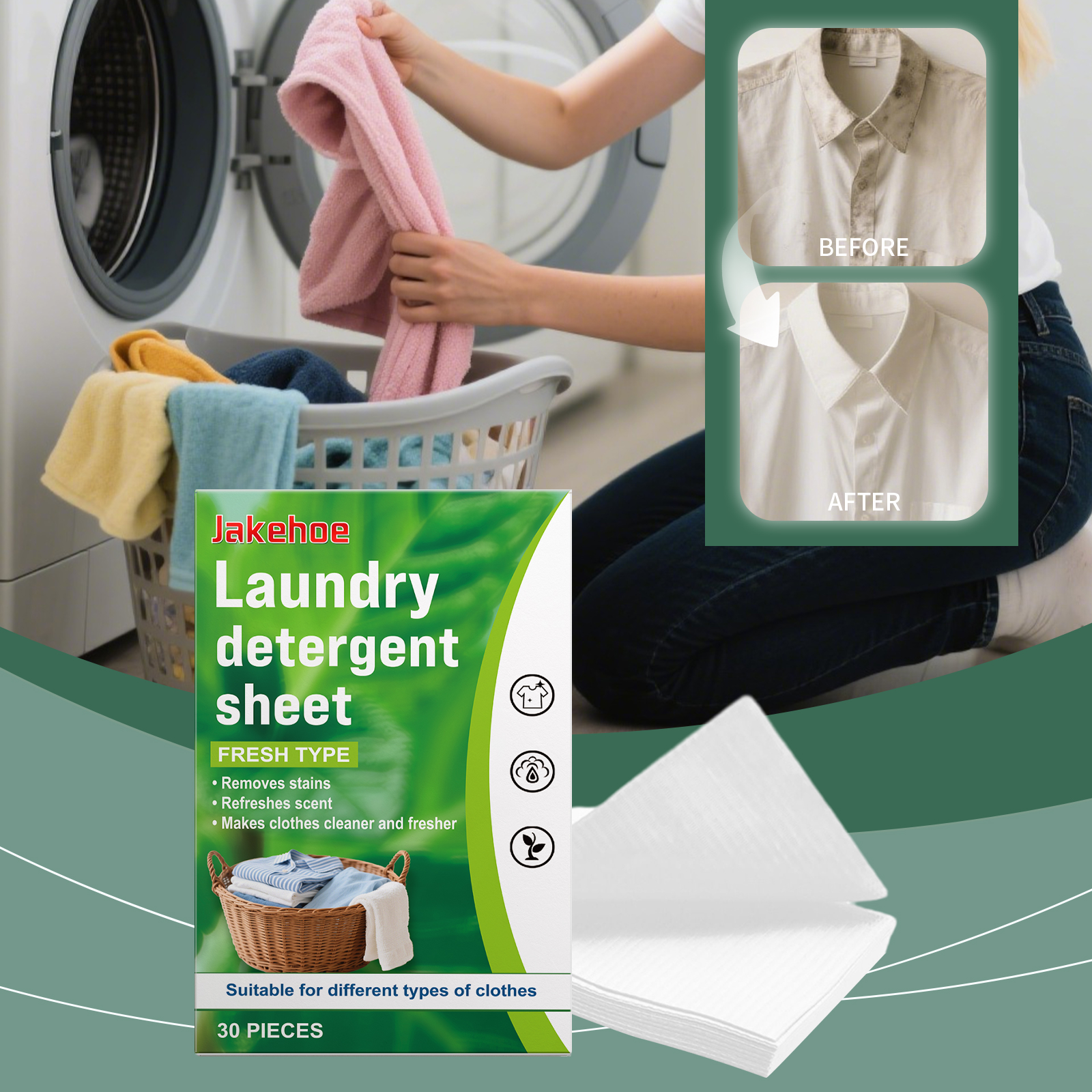 Fabric Softener Sheet - Laundry Detergent Sheets Deeply Dissolve Dirt