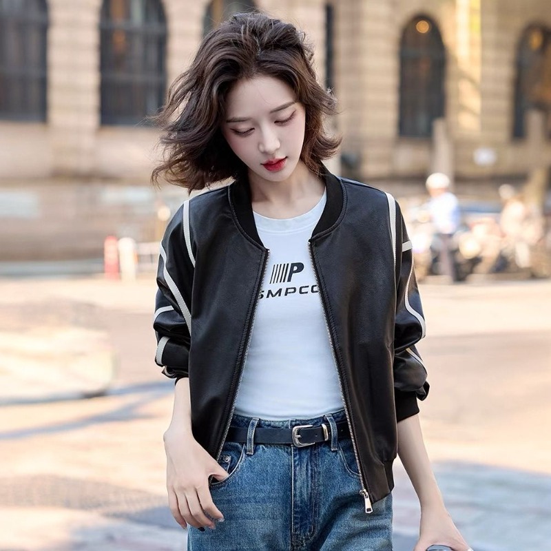 Sewing Jackets - ​2025 Women's Short Leather Baseball Coat