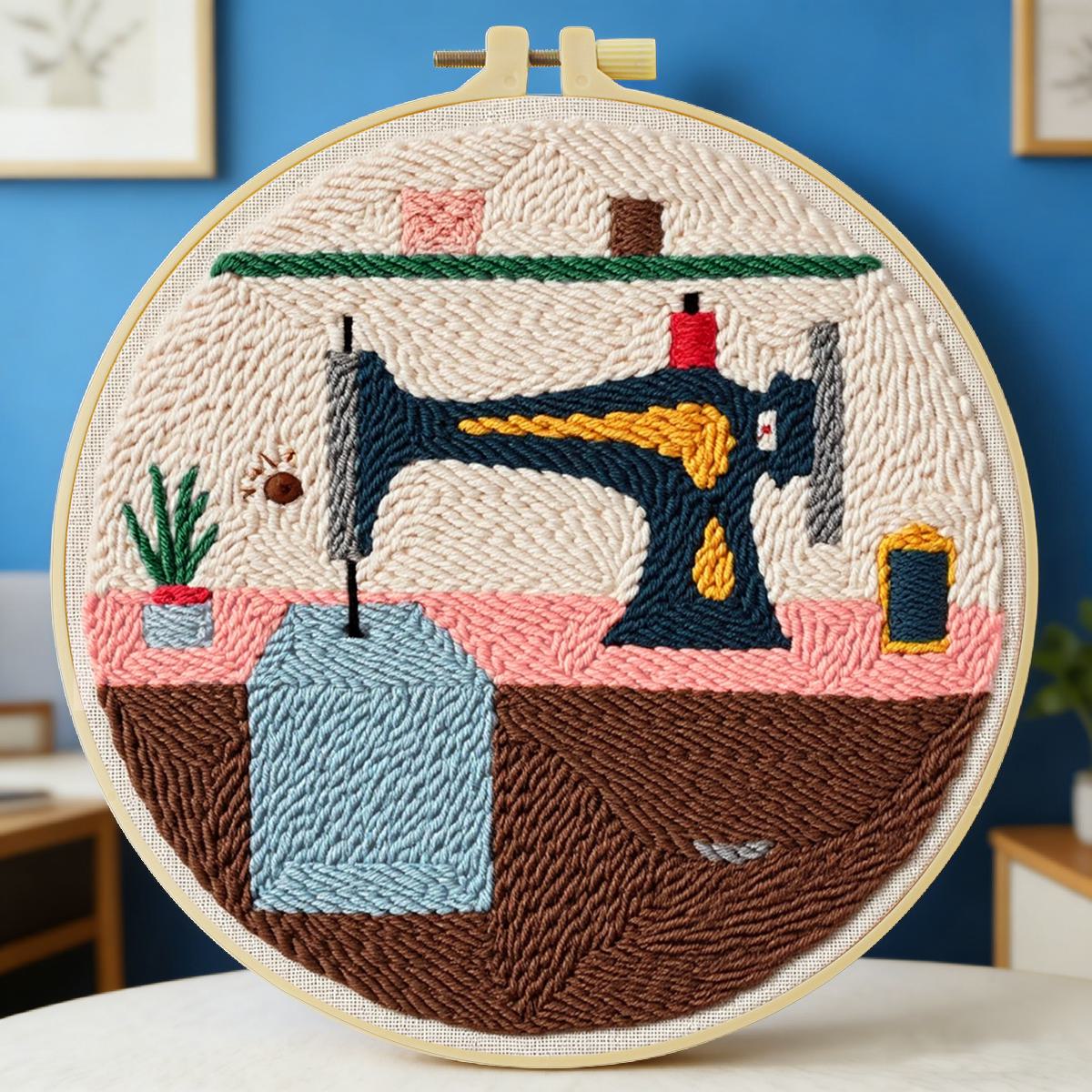 Textiles Sewing Machine - 20X20CM/7.87inch （Sewing machine） punch needle embroidery