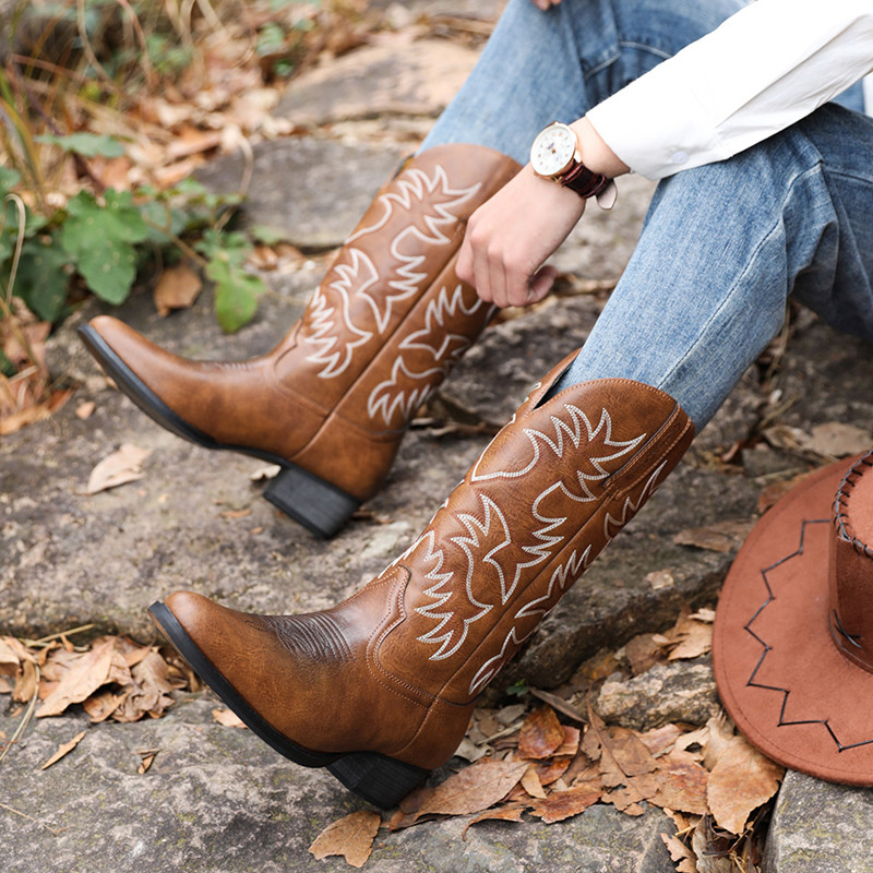 New Men Handmade Cowboy Boots  – Sewing Embroidery Fabric Bewertung und Preis