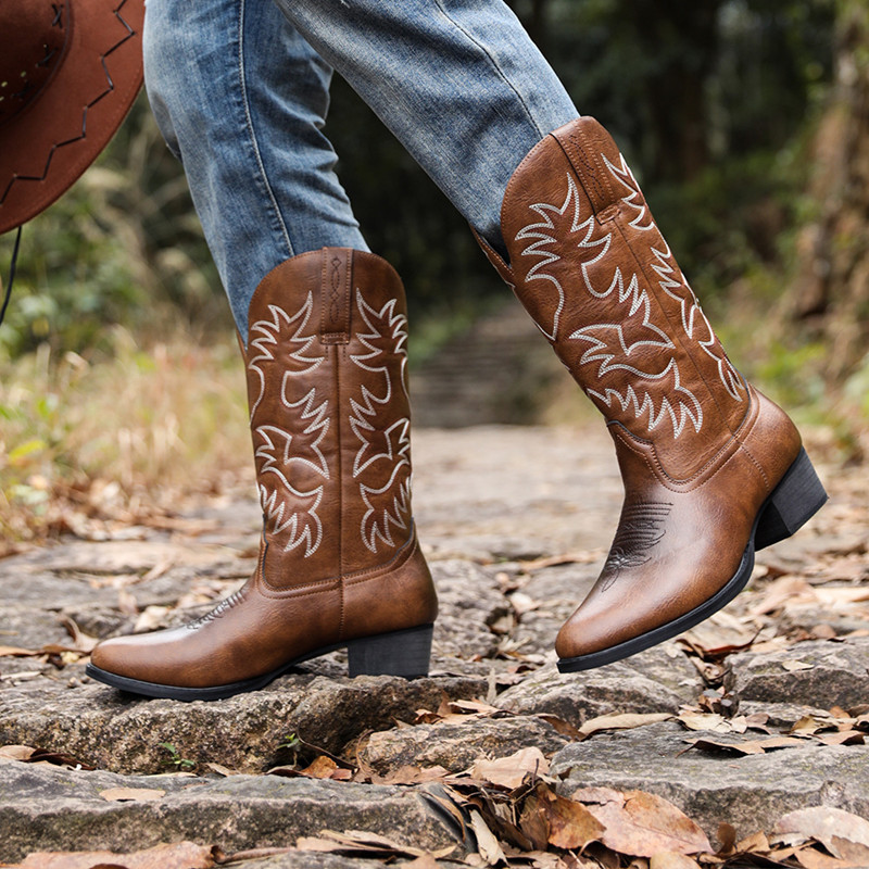 New Men Handmade Cowboy Boots  – Sewing Embroidery Fabric Bewertung und Preis